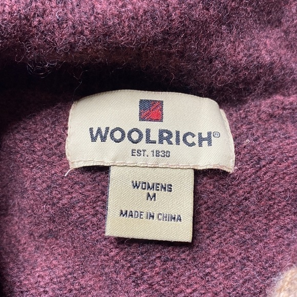 Woolrich Burgundy Floral Button Up Wool Cardigan Sweater Size Medium - Picture 3 of 5
